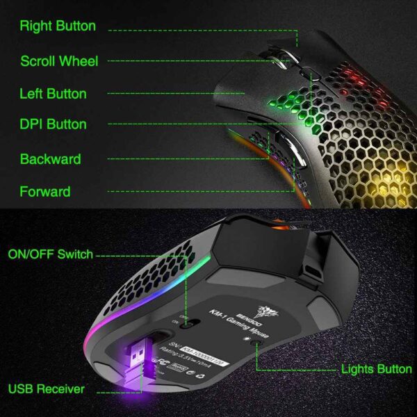 Bengoo KM-1 Wireless Rechargeable Gaming Mouse RGB