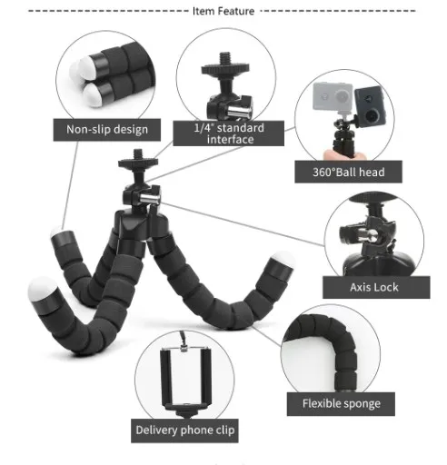 360° Rotatable Flexible Tripod Stand for All Devices