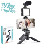 Complete Vlogging Kit – Mic, Light & Tripod Stand