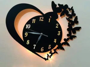 Lifestyle Glory Heart Wooden Wall Clock – Premium Home Décor