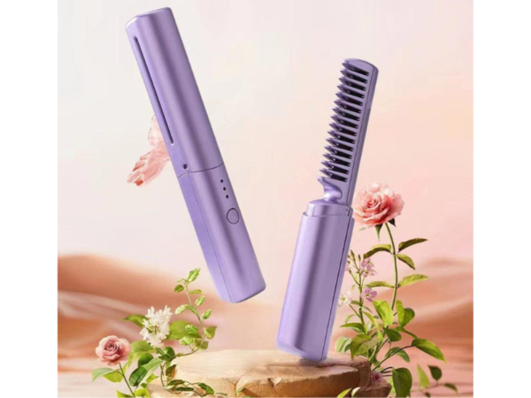 Portable Mini Electric Hair Brush – Straightener & Curler