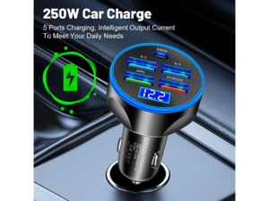 4-USB PD 250W Car Charger – Type-C Fast Charging