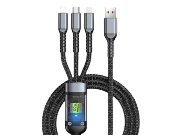 100W 3-in-1 Fast Charging Cable – Type-C & Multi-Use