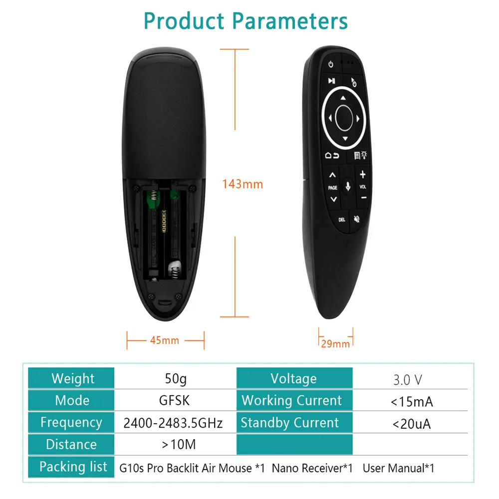 G10 Wireless Air Mouse Remote – Voice & Gyro Control