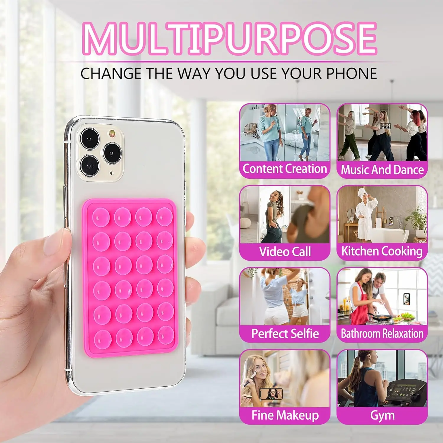 Suction Phone Holder– Anti-Slip Wall & Mirror