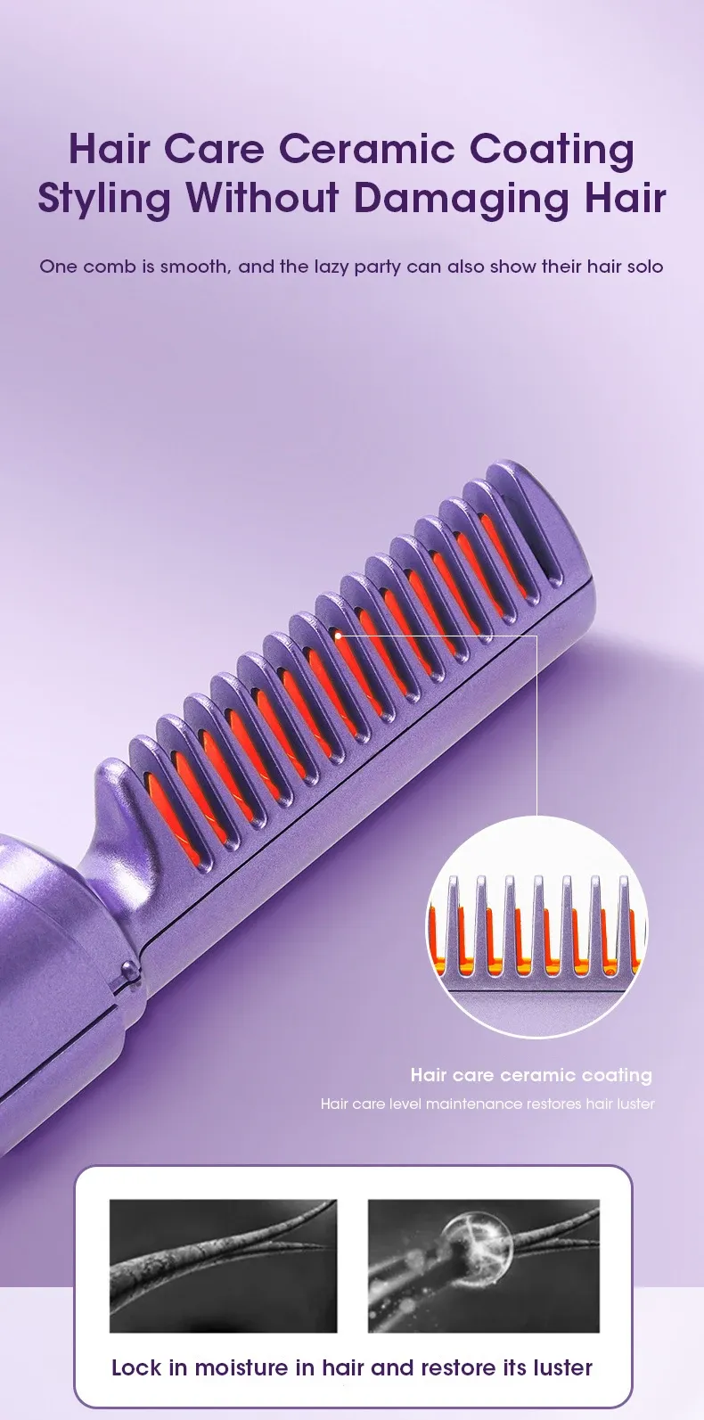 Portable Mini Electric Hair Brush – Straightener & Curler