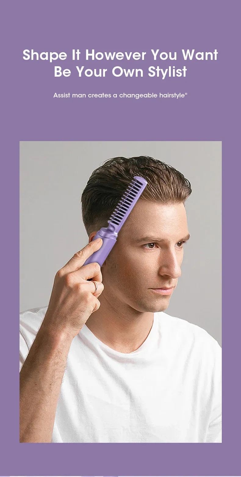 Portable Mini Electric Hair Brush – Straightener & Curler