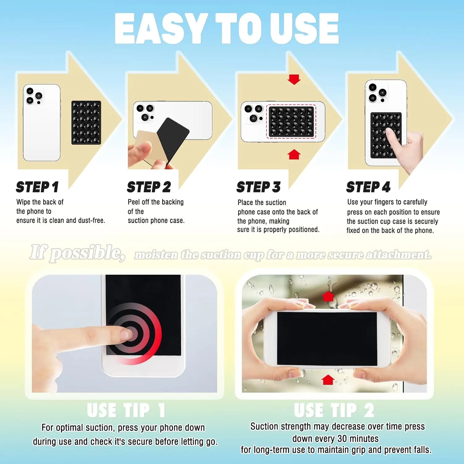 Suction Phone Holder– Anti-Slip Wall & Mirror