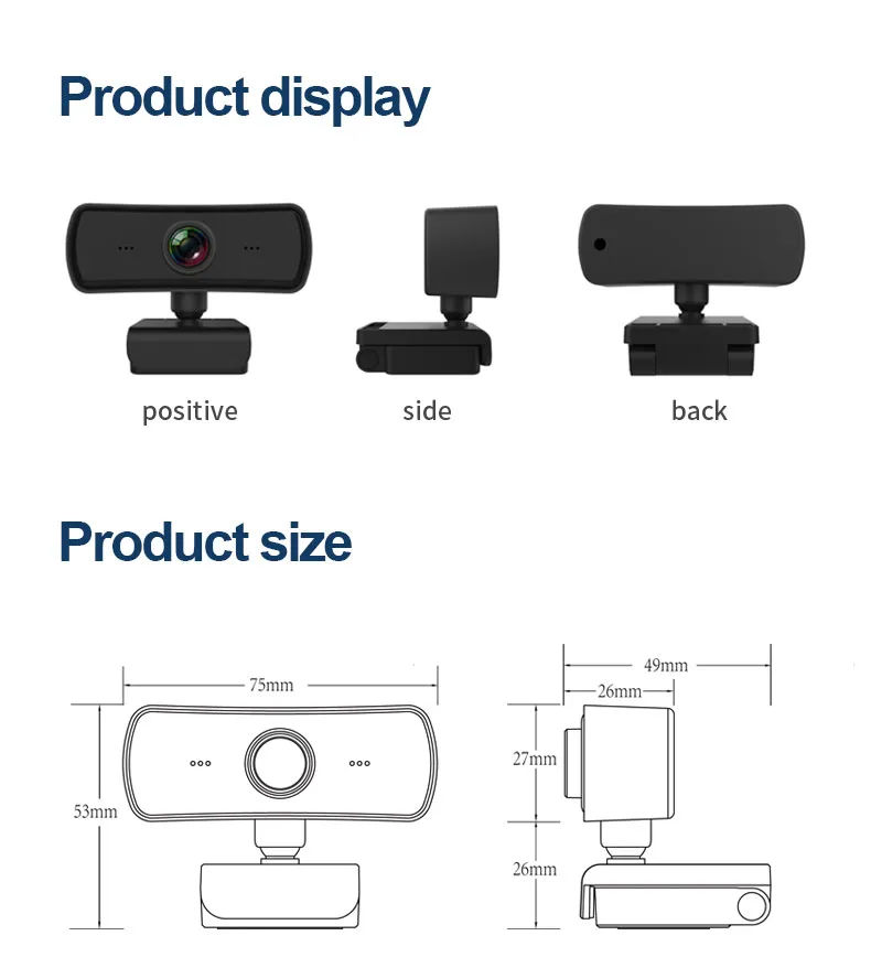 USB HD 2K Webcam – Autofocus & Built-in Microphone