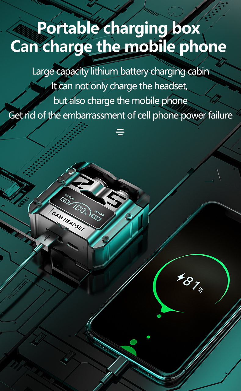 M25 Bluetooth 5.3 Noise-Canceling Wireless Earbuds