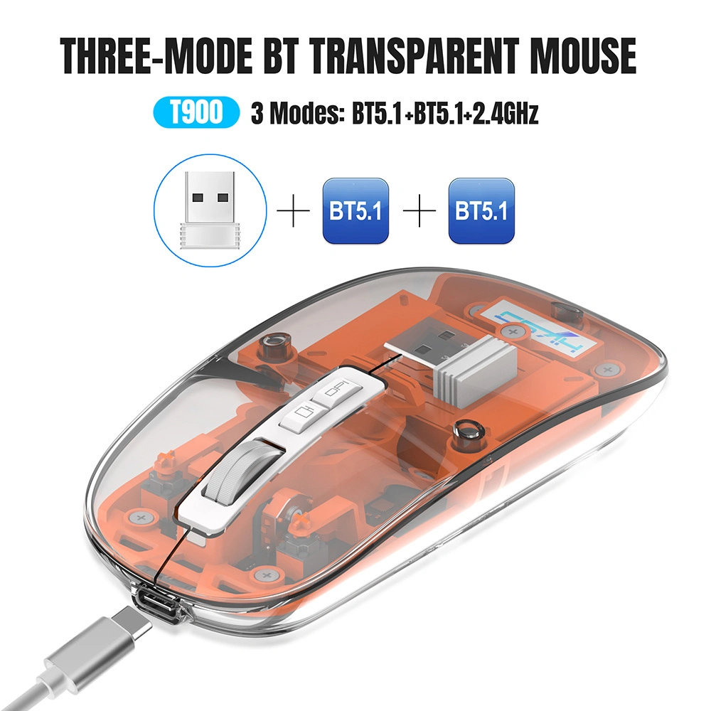 Top Wireless Mouse for Online Work & Freelancers in Pakistan (2025) 4 3. 2 4G Rechargeable Three Mode Bluetooth Wireless Mouse Transparent Case 2400 Dpi 1